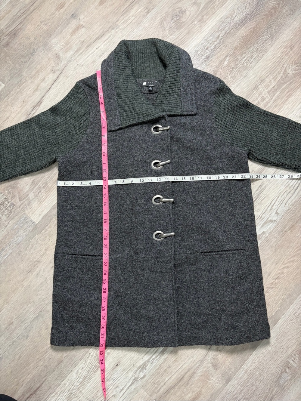 Carole Little Woman Wool Sweater Coat 1X Gray Hook Closure Plus Size - Picture 4 of 7